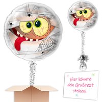 Mumie mit Spinnen, rund silber Ø35cm Mumie mit Spinnen, rund silber Ø35cm von Geburtstagsfee