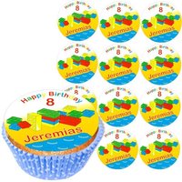 Personalisierte Muffinaufleger, 12 Stück, Baustein, d= 5cm, O12 Personalisierte Muffinaufleger, 12 Stück, Baustein, d= 5cm, O12 von Geburtstagsfee