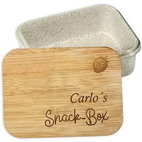 Personalisierte Snackbox aus Kunststoff mit Bambusdeckel, mit Namen und Lieblingsfrucht Personalisierte Snackbox aus Kunststoff mit Bambusdeckel, mit Namen und Lieblingsfrucht von Geburtstagsfee