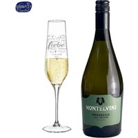 Prosecco Geschenkset "Liebe" mit graviertem Sektglas aus Böhmen-Kristall von Geburtstagsfee