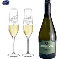 Prosecco Geschenkset mit gravierten Sektgläsern "Mama" & "Papa" von Geburtstagsfee