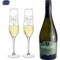 Prosecco Geschenkset mit gravierten Sektgläsern "Oma" & "Opa" von Geburtstagsfee