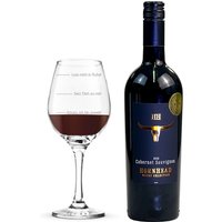 Rotwein Geschenkset "Liebe", graviertes Weinglas mit Füllstand von Geburtstagsfee