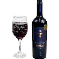 Rotwein Geschenkset "Papa" mit graviertem Weinglas von Geburtstagsfee