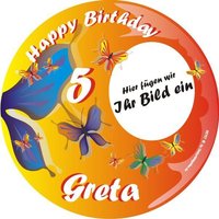 Schmetterlinge Tortenbild mit Foto, Name, Alter – rund, Z24 Schmetterlinge Tortenbild mit Foto, Name, Alter – rund, Z24 von Geburtstagsfee