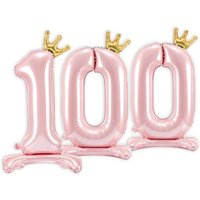 Stehende Ballons, Zahl 100 mit Krönchen, rosa, 84cm hoch Stehende Ballons, Zahl 100 mit Krönchen, rosa, 84cm hoch von Geburtstagsfee