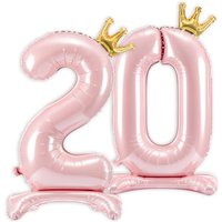 Stehende Ballons, Zahl 20 mit Krönchen, rosa, 84cm hoch Stehende Ballons, Zahl 20 mit Krönchen, rosa, 84cm hoch von Geburtstagsfee