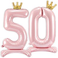 Stehende Ballons, Zahl 50 mit Krönchen, rosa, 84cm hoch Stehende Ballons, Zahl 50 mit Krönchen, rosa, 84cm hoch von Geburtstagsfee
