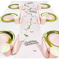 Tischdekoset Herzlichen Glückwunsch Rosa-Gold, 10 Gäste, 57-tlg. von Geburtstagsfee