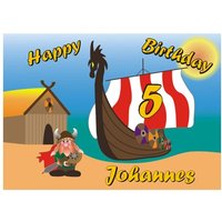 Tortenauflage mit tollem Wikinger-Motiv +Name+Alter, rechteckig, EA5 von Geburtstagsfee