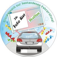 Tortenaufleger Führerschein mit Foto und Namen – rund, Z26 Tortenaufleger Führerschein mit Foto und Namen – rund, Z26 von Geburtstagsfee