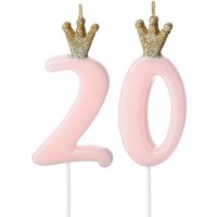 Zahlenkerzen-Set zum 20. Geburtstag in rosa von Geburtstagsfee
