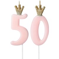 Zahlenkerzen-Set zum 50. Geburtstag in rosa von Geburtstagsfee
