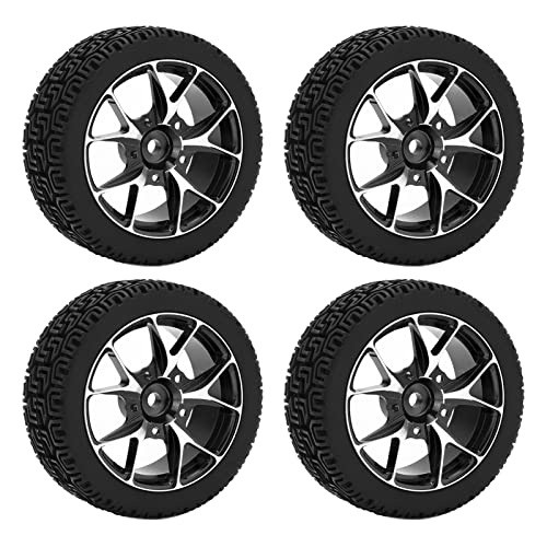 Reifen, RC -Gummireifen Gummi 27mm Breite 4pcs 70 Mm Einfacher Installation für 1/10 Flachsportwagen Zum Austausch (Schwarz) von Gedourain