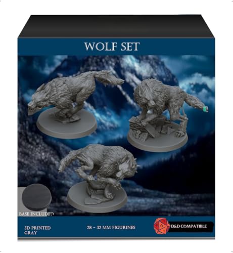 Geek Art Play Wölfe Figuren Pack 28-32 mm - Unbemalt - Zubehör für Brettspiele, Wargames, D&D, Gesellschaftsspiel von Geek Art Play