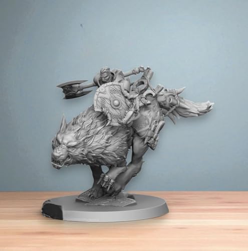 Geek Art Play Wolf Rider 32 mm – Harz – unlackiert – ideal für Wargame, Pathfinder und Militär-Rollenspiele von Geek Art Play
