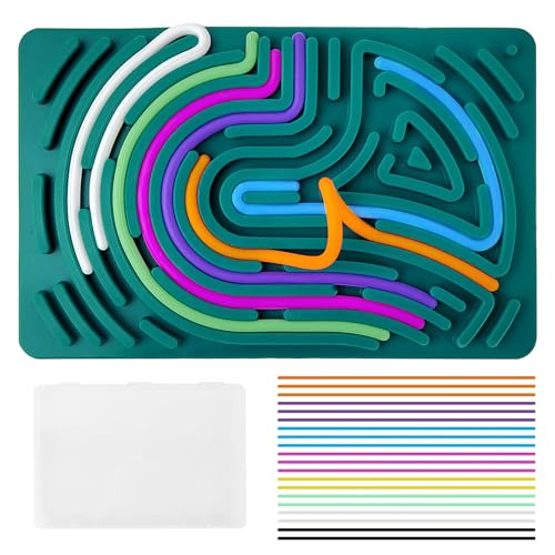Sensorik Activity Board, Silikon Sensorik Spielzeug für Autismus Stress Anxiety ADHS, Sensorisches Aktivitätstafel, Busy Board mit 20 Silikonstreifen, für Kinder ab 3 Jahre Erwachsene (Grün) von Geentargetel