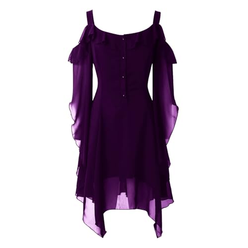 Damen Gothic Kleid Mittelalter Gebundene Taille Kleider Halloween Kostüm Vampir Schwarz Kleid Renaissance Gotisch Minikleid Trompetenärmel Kleid Schwarz für Halloween Karnevarl Damen Gothic Kleid Mittelalter Gebundene Taille Kleider Halloween Kostüm Vampir Schwarz Kleid Renaissance Gotisch Minikleid Trompetenärmel Kleid Schwarz für Halloween Karnevarl von Gefomuofe