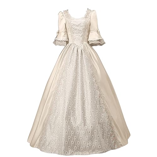 Gefomuofe Ballkleid Damen Gothic Mittelalter Kleid Steam Punk Trompetenärmel Schleife Knielang Partykleid Vintage Prinzessin Kleid Karneval Elegant Abendkleider Cocktailkleid Party von Gefomuofe