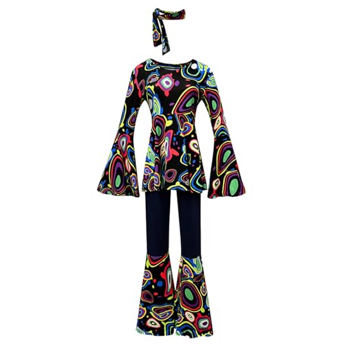 Gefomuofe Damen 70er Groovy Babe Kostüm, Oberteil und Schlaghose mit Schlaghose Bedrucktes Oberteil Hose Gespleißt Set Mit Hijab Damen Karneval Fasching Rave Party Clubwear Mottopartys Gefomuofe Damen 70er Groovy Babe Kostüm, Oberteil und Schlaghose mit Schlaghose Bedrucktes Oberteil Hose Gespleißt Set Mit Hijab Damen Karneval Fasching Rave Party Clubwear Mottopartys von Gefomuofe