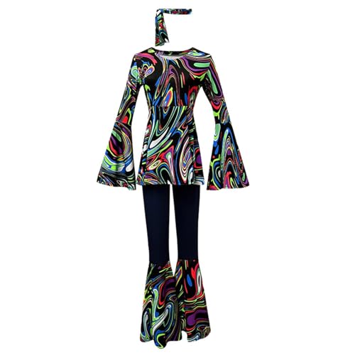 Gefomuofe Damen 70er Groovy Babe Kostüm, Oberteil und Schlaghose mit Schlaghose Bedrucktes Oberteil Hose Gespleißt Set Mit Hijab Damen Karneval Fasching Rave Party Clubwear Mottopartys Gefomuofe Damen 70er Groovy Babe Kostüm, Oberteil und Schlaghose mit Schlaghose Bedrucktes Oberteil Hose Gespleißt Set Mit Hijab Damen Karneval Fasching Rave Party Clubwear Mottopartys von Gefomuofe