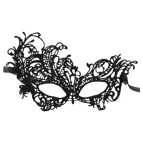 Gefomuofe Damen Spitze Maske Venezianische Masken Spitze Augenmaske Schwarz Spitzenmaske Venezianisch für Maskerade Karneval Party Maske von Gefomuofe