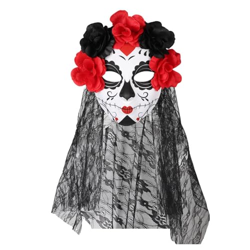 Gefomuofe Halloween Horror Maske Geisterbrau Nonn Gruselige Halloween Nonne Horror Vollkopfmaske mit Kopftuch Nonne Dress Up Halloween Party Requisiten von Gefomuofe