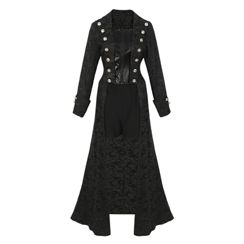 Gefomuofe Halloween Kostüm Damen Gothic Kleid Gothic Kleid Mittelalterliches Kleid Gothic Kleid Spitze Stickerei Retro Kostü Halloween Karneval Damen Mid-Century Karneval von Gefomuofe