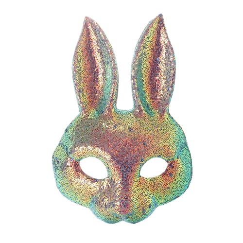 Gefomuofe Hasenmaske,Kaninchen-Maske,Halloween-Cosplay-Requisiten, Hasenohren-Gesicht, Damen-hasengesicht Pailletten, Pailletten-hasenohr-halbgesicht, Kostümzubehör Für Halloween Ostern von Gefomuofe