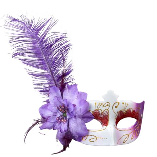 Gefomuofe Maskerade Maske Fasching Verkleidung Masquerade Mask Federmaske Rabenmaske Strass Metall Filigrane venezianische Maske Colombina Ballmaske Damen und Herren von Gefomuofe