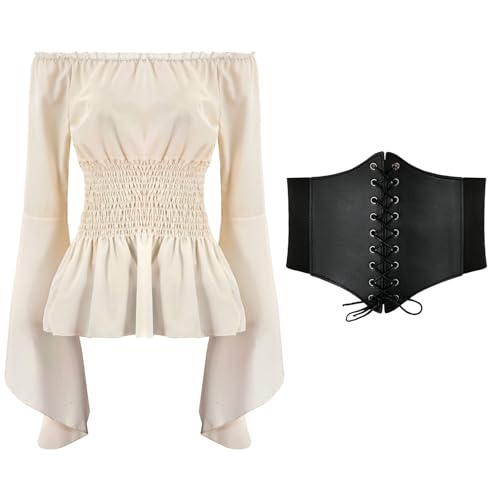 Gefomuofe Piratenkostüm Damen Sommerkleid Damen Swing Kleid Off Shoulder Slash Neck Piratenhemd Damen Einfarbiges A-Linien-Kleid Patchwork-Kleid Strandkleid Party Karneval kostüm Piratin Gefomuofe Piratenkostüm Damen Sommerkleid Damen Swing Kleid Off Shoulder Slash Neck Piratenhemd Damen Einfarbiges A-Linien-Kleid Patchwork-Kleid Strandkleid Party Karneval kostüm Piratin von Gefomuofe