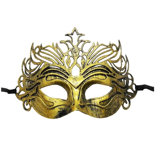Gefomuofe Venezianische Maske Damen Fasching Verkleidung Masquerade Mask Schwarze Federmaske Rabenmaske Strass Metall Filigrane venezianische Maske Augenmaske Venezianisch für Maskerade von Gefomuofe