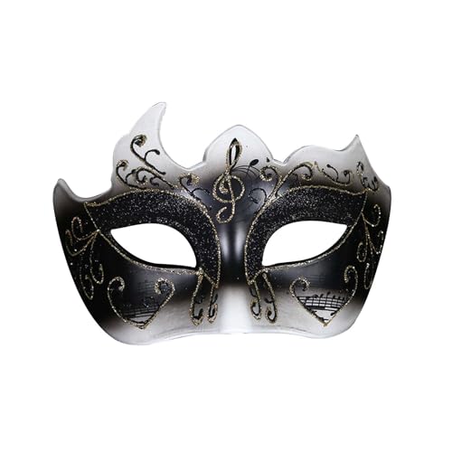 Gefomuofe Venezianische Maske Damen Fasching Verkleidung Masquerade Mask Schwarze Federmaske Rabenmaske Strass Metall Filigrane venezianische Maske Colombina Ballmaske Damen und Herren von Gefomuofe