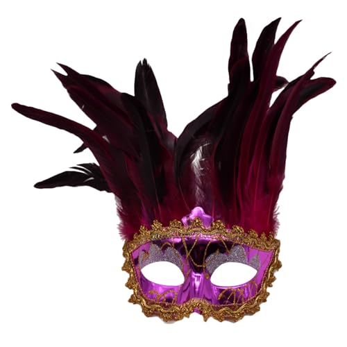 Gefomuofe Venezianische Maske Damen Herren, Maskenball Masquerade Mask, Schwarze Federmaske Rabenmaske für Karneval Fasching Halloween Cosplay Kostüm Zubehör von Gefomuofe