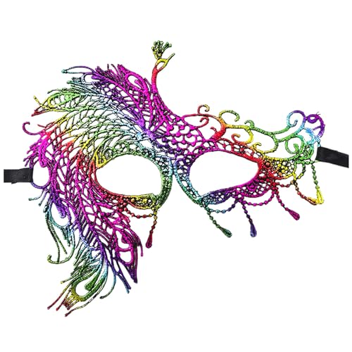 Gefomuofe Venezianische Maske Damen Herren Fasching Verkleidung Masquerade Mask Bunte Federmaske Rabenmaske Vintage Antike Masken Augenmaske Retro Halloween Kostüm Kleid Dekoration Zubehör von Gefomuofe