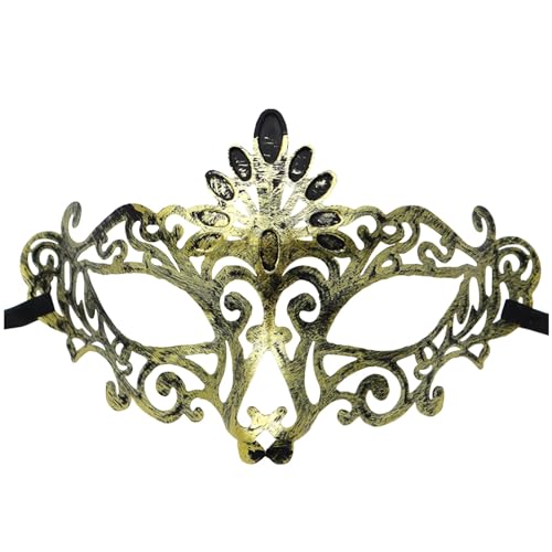Gefomuofe Venezianische Maske Damen Herren Vintage-Halloween-Kostüm Karneval-Maske Rabenmaske Strass Metall Filigrane venezianische Maske Venedigmaske Federmaske Maskenball Karneval von Gefomuofe