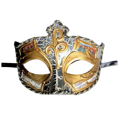 Gefomuofe Venezianische Maske Damen Herren Vintage Masken Handgefertigte Venezianische Maske Maskerade Augenmaske Strass Metall Filigrane venezianische Maske Augenmaske Maskerade Maske von Gefomuofe