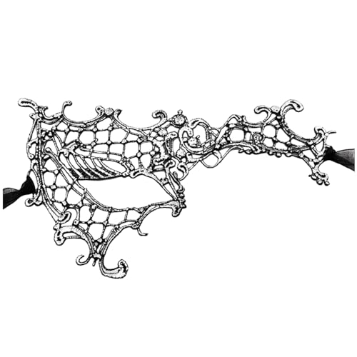 Gefomuofe Venezianische Maske Damen Vintage-Halloween-Kostüm Karneval-Maske Handgefertigte Spitze Venezianische Maske Maskerade Augenmaske Strass Metall Filigrane venezianische Maske Halloween Kostüm von Gefomuofe