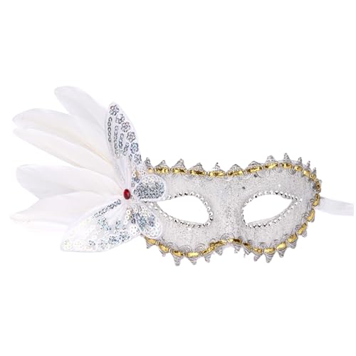 Gefomuofe Venezianischen Masquerade Maske Fasching Verkleidung Masquerade Mask Federmaske Rabenmaske Strass Metall Filigrane venezianische Maske Venedigmaske Federmaske Maskenball Karneval von Gefomuofe