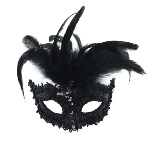 Gefomuofe Venezianischen Masquerade Maske Federmaske Karneval-Maske Schwarze Federmaske Rabenmaske Römisch Griechisch Herren Venezianische Venedigmaske Federmaske Maskenball Karneval von Gefomuofe