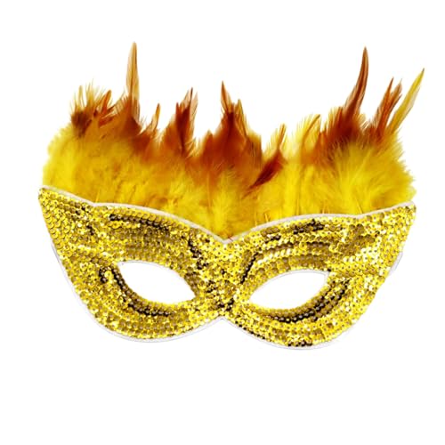 Gefomuofe Venezianischen Masquerade Maske Federmaske Karneval-Maske Schwarze Federmaske Rabenmaske Strass Pailletten Filigrane venezianische Maske Augenmaske Maskerade Maske für Karneval von Gefomuofe