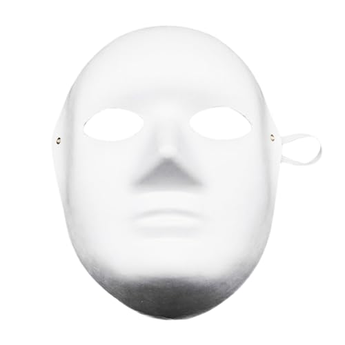 Gefomuofe Weiße DIY Vollgesichtsmasken DIY Unbemalte Maskerademaske Pappmaché-Masken Für Mardi-Maskerade Cosplay von Gefomuofe