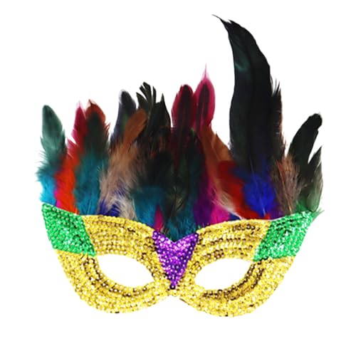 Karneval Fasching Mottoparty Augenmaske Federmaske Vogelmaske Pailletten Feder Maske Karnevalszubehör Zauberwelt Vogel Gesichtsmaske Maskerade von Gefomuofe