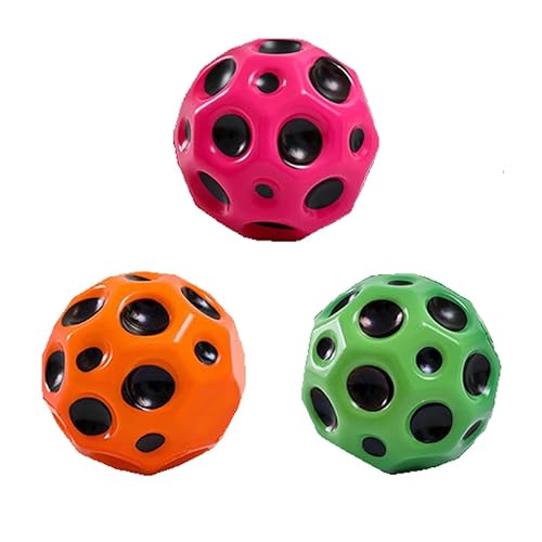 3 Stück Moon Ball Hohe Springender Gummiball Sprünge Space EIN Knallendes Geräusch Machen 66 mm Bouncing Ball für Kinder Bounce Loch Ball (grün+orange+rosa) von Gehanico