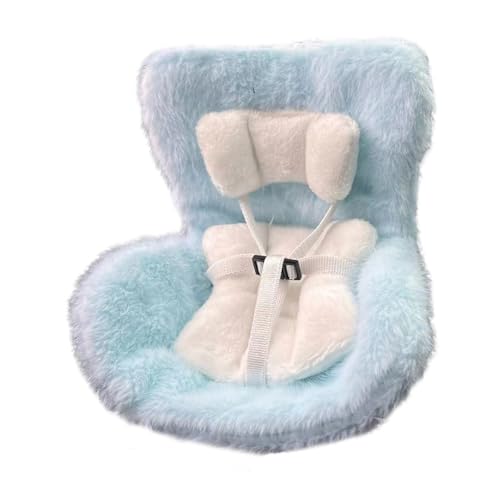 Autositz für Puppen mit weichem pelzigem Kissen für Labubu Lüftungsschlitzclip und Desktop-Ständer, niedliches Auto-Ornament für Labubu-Fans und Puppensammler (Blau) von Gehanico