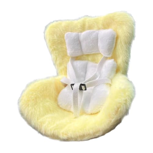 Autositz für Puppen mit weichem pelzigem Kissen für Labubu Lüftungsschlitzclip und Desktop-Ständer, niedliches Auto-Ornament für Labubu-Fans und Puppensammler (Gelb) von Gehanico