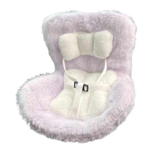 Autositz für Puppen mit weichem pelzigem Kissen für Labubu Lüftungsschlitzclip und Desktop-Ständer, niedliches Auto-Ornament für Labubu-Fans und Puppensammler (Violett) von Gehanico