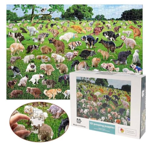 Dogs Pooping Jigsaw Puzzle Jumbo Pet Puppy Animal 1000 Pieces Funny Stress Reduction Jigsaw Puzzles Prank Puzzle Funny Gift Dog Puzzle for Adults von Gehanico