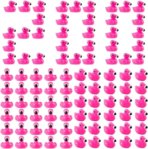 Gehanico Mini-Flamingo-Gummienten, Rosenrot, Mini-Harz-Tiere, niedliche Flamingo-Figuren, Dekoration, kleine Flamingo-Partygeschenke, Dekorationen für Handwerk, Puppenhaus, Haus, Garten, 200 Stück von Gehanico