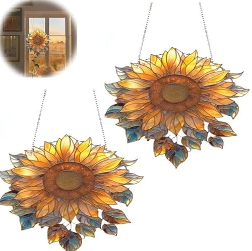 Gehanico Sonnenblumen-Fenster zum Aufhängen, 2024, Buntglas, Sonnenblume, Acryl, Blumenfenster, zum Aufhängen, Sonnenblumen-Sonnenfänger für Fenster, Wand, Außenbereich, Gartendekoration (2 Stück) Gehanico Sonnenblumen-Fenster zum Aufhängen, 2024, Buntglas, Sonnenblume, Acryl, Blumenfenster, zum Aufhängen, Sonnenblumen-Sonnenfänger für Fenster, Wand, Außenbereich, Gartendekoration (2 Stück) von Gehanico